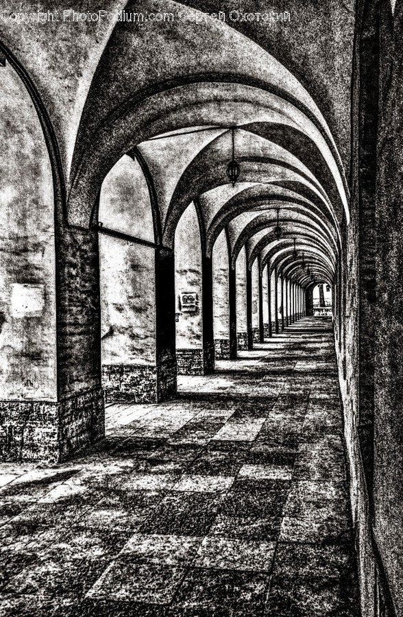 Corridor, Architecture, Building, Crypt, Arched